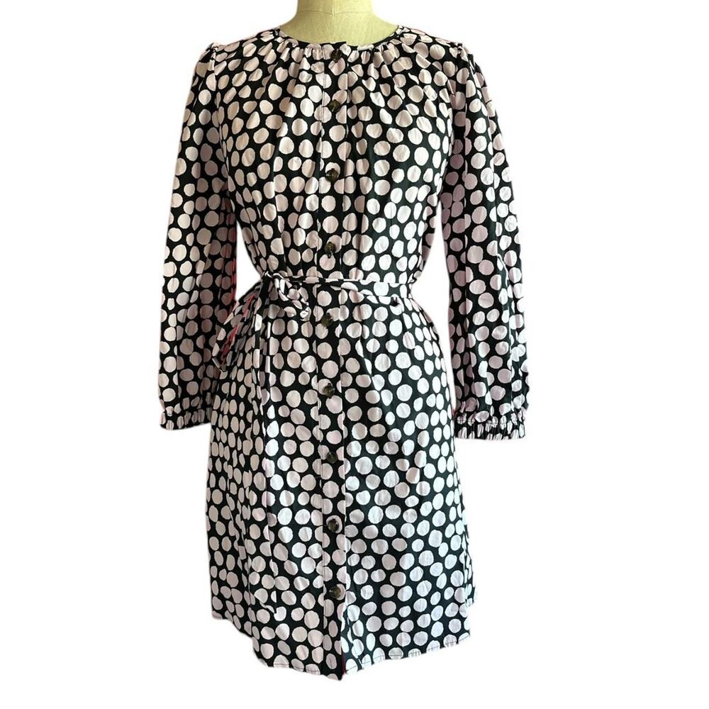 Womens Dress Size Large Pink Black Polka Dot Retro Classic Professional Business